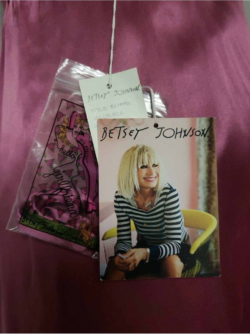 RARE Vintage 100% Silk Betsey Johnson Plum Ruffle Strapless Cocktail Dress - Picture 7 of 10